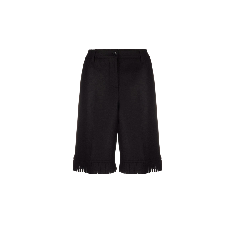 Bermuda flanelle noire franges