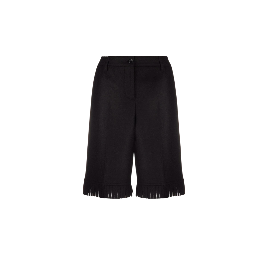 Bermuda flanelle noire franges