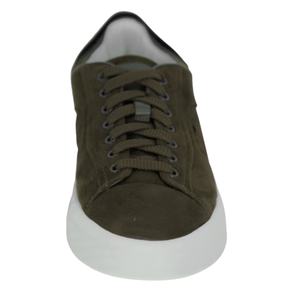 Basket basse SANTONI cuir daim vert bouteille