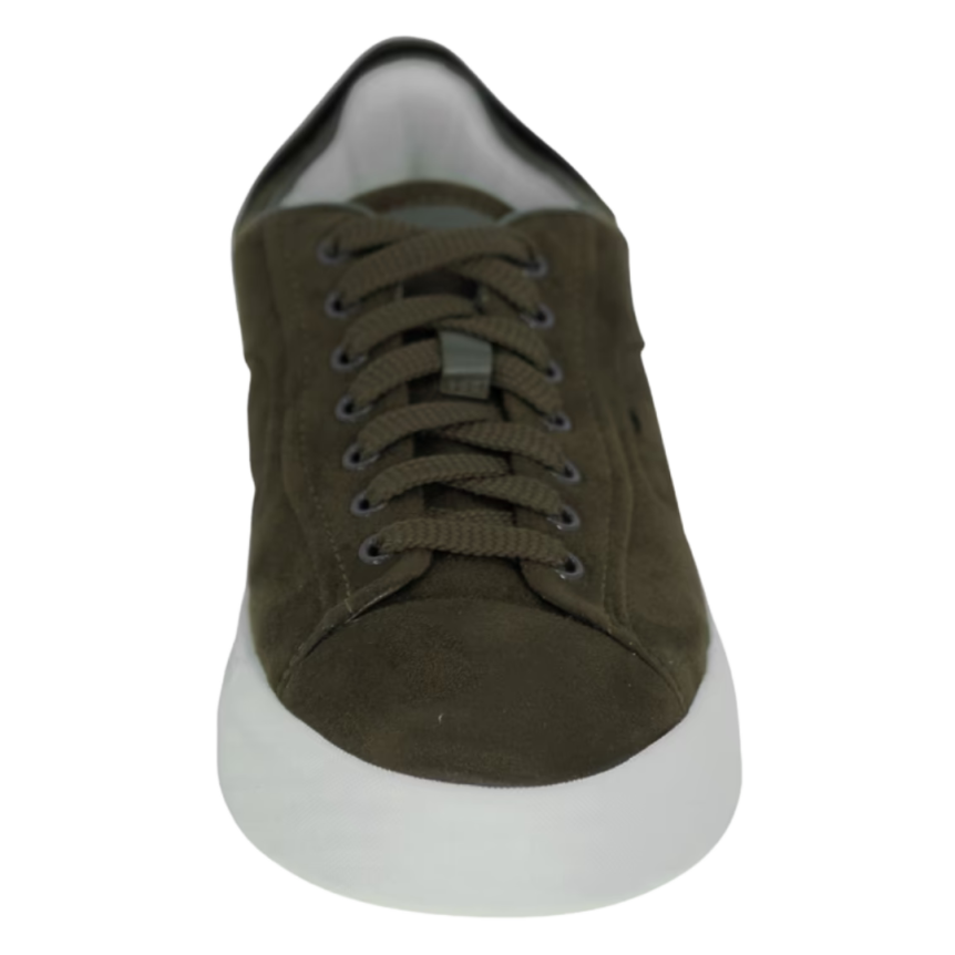 Basket basse SANTONI cuir daim vert bouteille