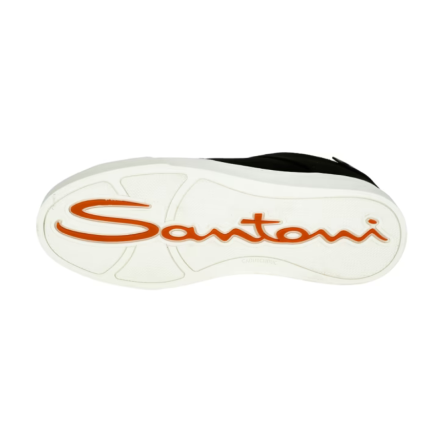 Basket basse SANTONI cuir daim vert bouteille