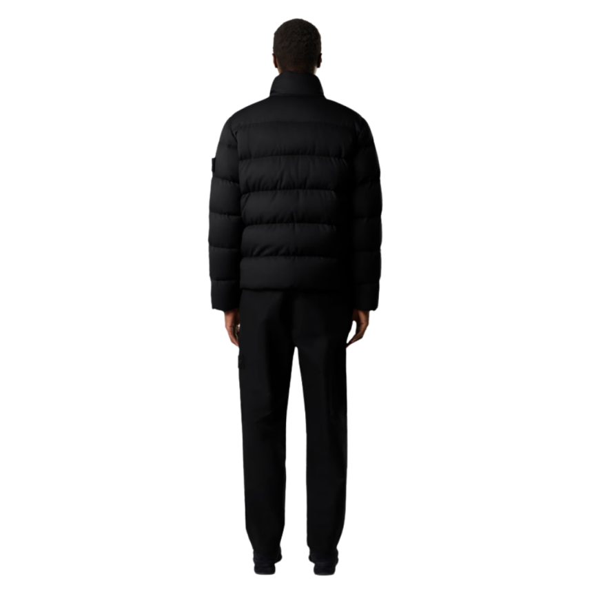 Doudoune STONE ISLAND twill laine vierge noir déperlant Ghost Collection