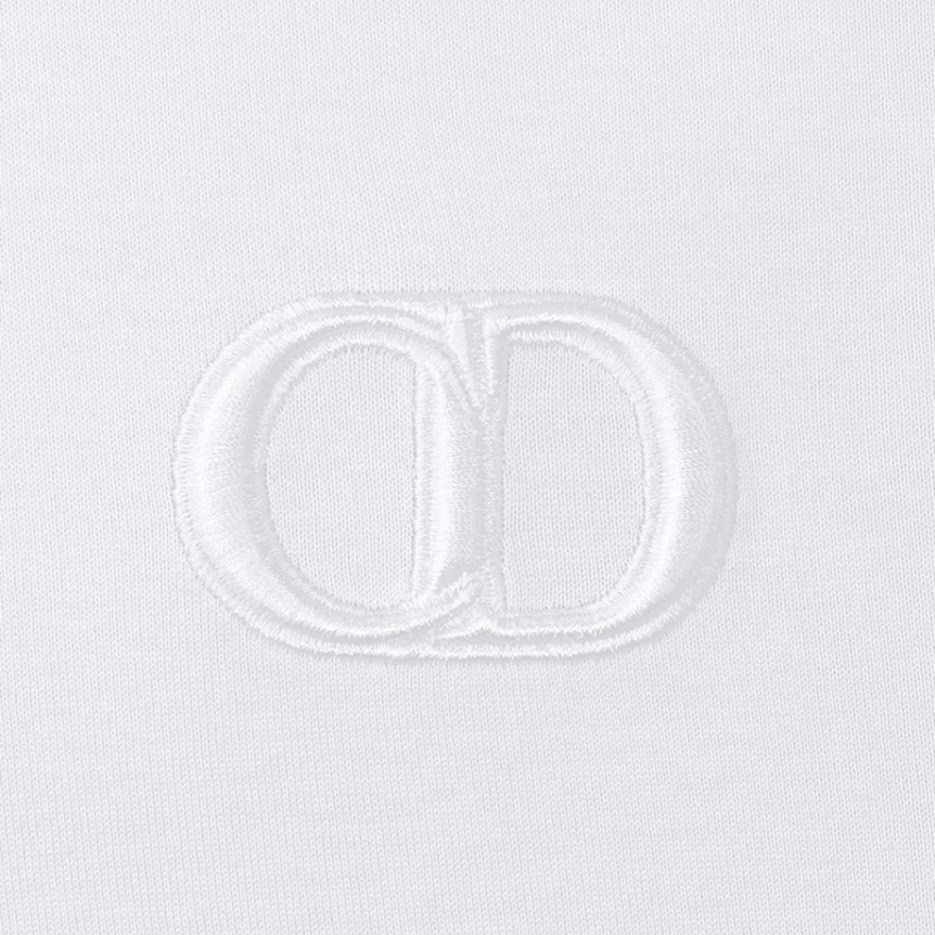 T-shirt DIOR col rond jersey coton blanc broderie CD Icon
