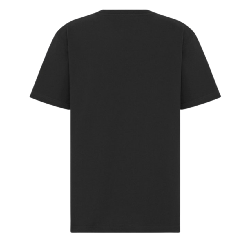 T-shirt DIOR col rond jersey coton noir broderie CD Icon