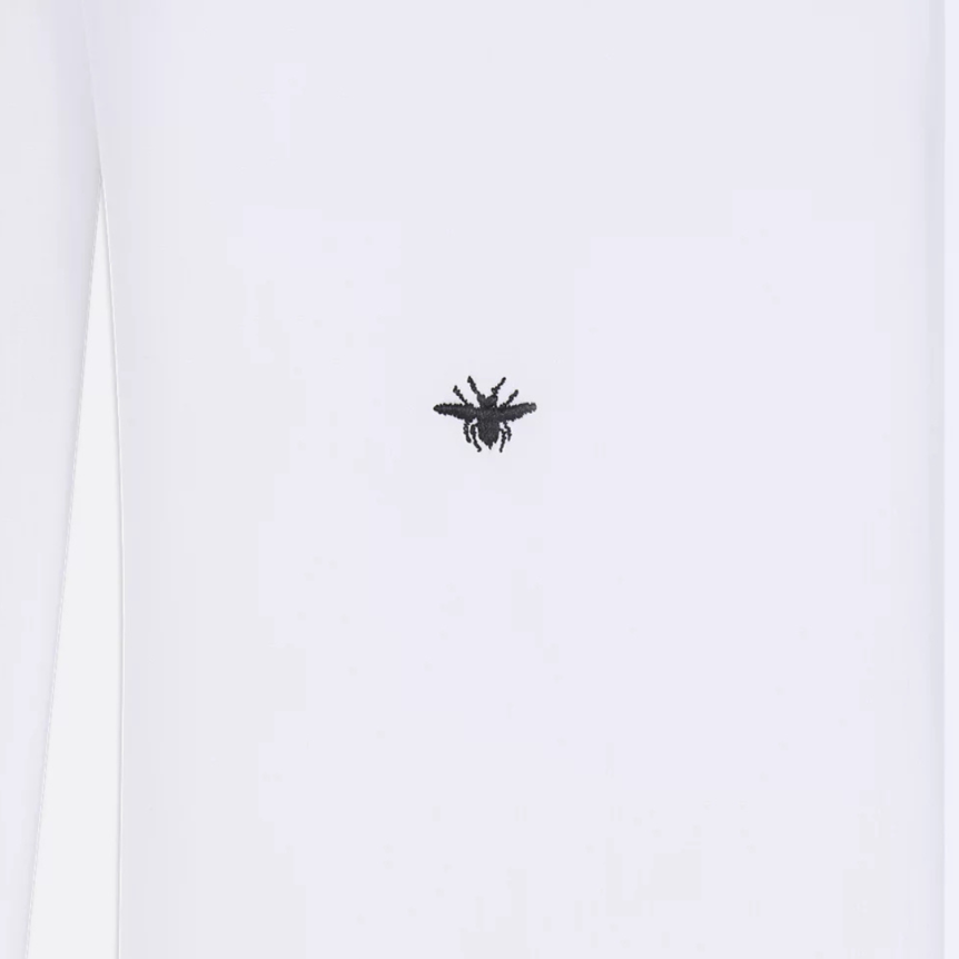 Chemise manche longue DIOR popeline coton blanc broderie abeille noir