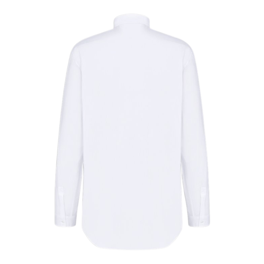 Chemise manche longue DIOR popeline coton blanc broderie abeille noir