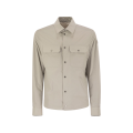 Surchemise nylon beige zippée bouton métal poche plaquée logo cuir