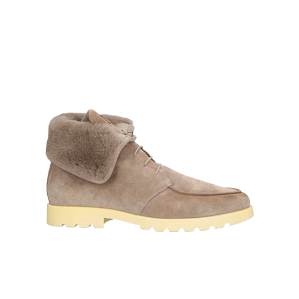 Desert boots SANTONI cuir nubuck beige intérieur fourrure