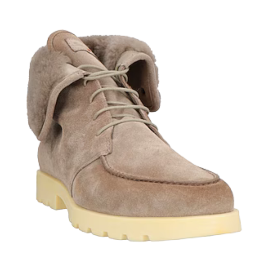 Desert boots SANTONI cuir nubuck beige intérieur fourrure