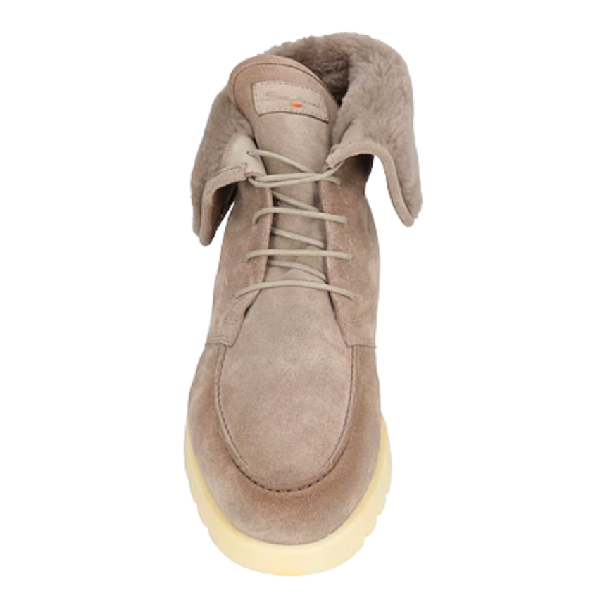 Desert boots SANTONI cuir nubuck beige intérieur fourrure
