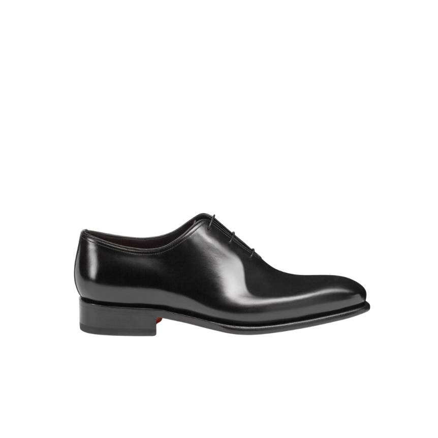 Chaussure à lacets SANTONI Richelieu cuir patiné noir Essentials