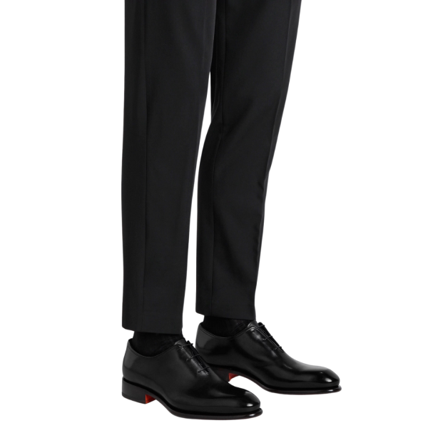 Chaussure à lacets SANTONI Richelieu cuir patiné noir Essentials