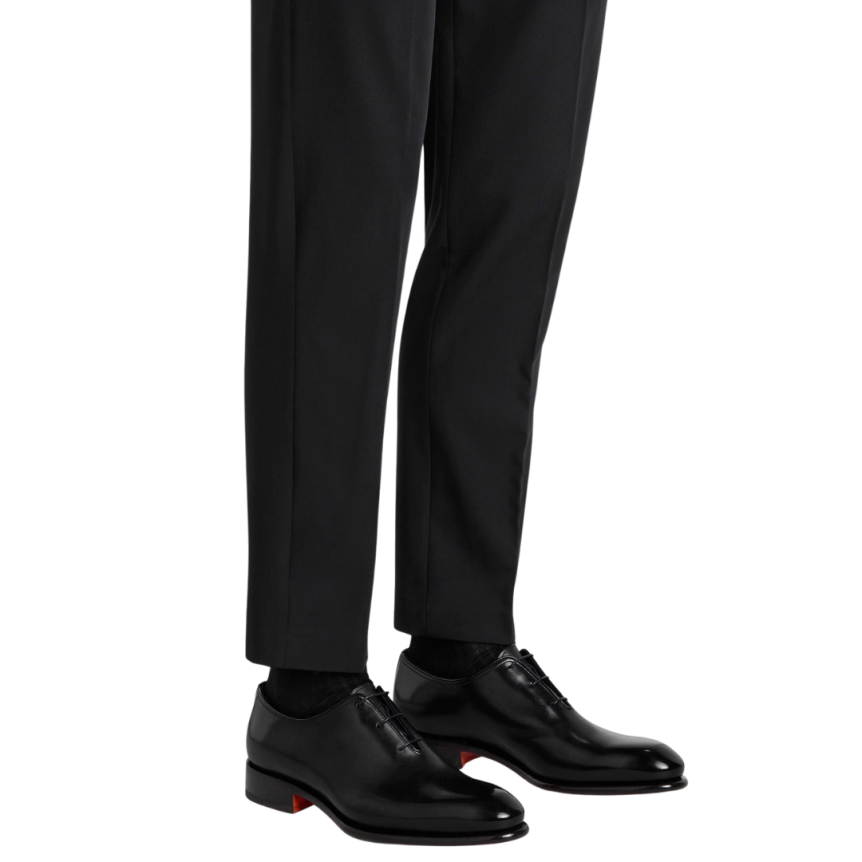 Chaussure à lacets SANTONI Richelieu cuir patiné noir Essentials