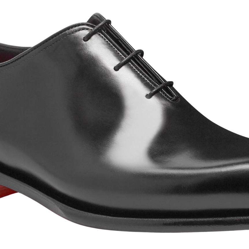 Chaussure à lacets SANTONI Richelieu cuir patiné noir Essentials