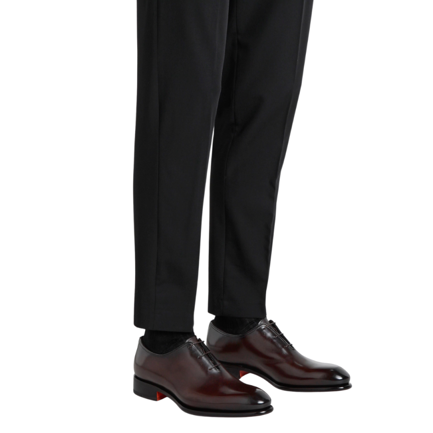 Chaussure à lacets SANTONI Richelieu cuir patiné marron Essentials