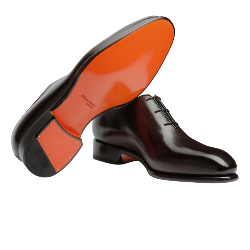 Chaussure à lacets SANTONI Richelieu cuir patiné marron Essentials