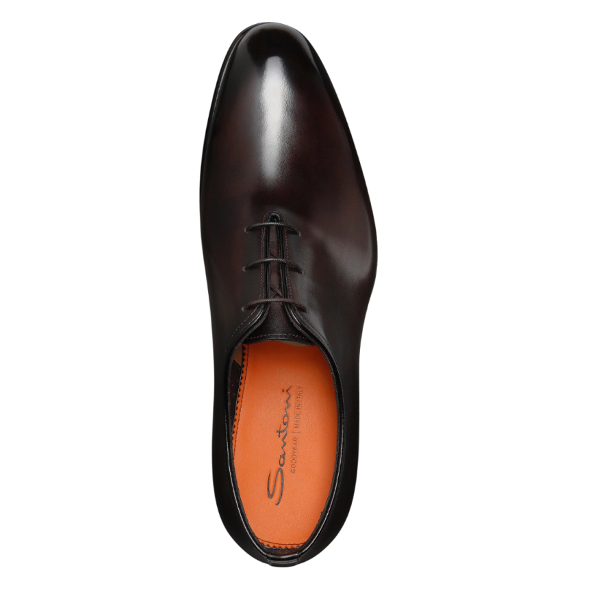 Chaussure à lacets SANTONI Richelieu cuir patiné marron Essentials
