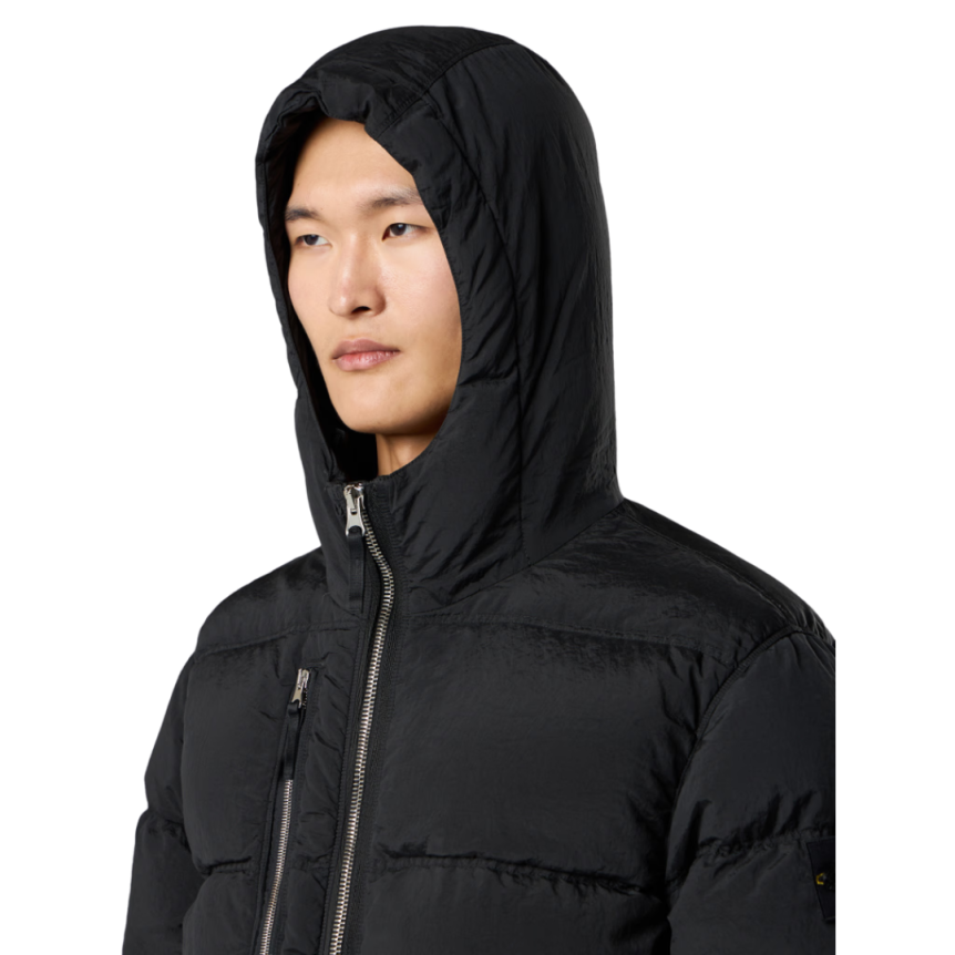 Parka doudoune déperlante à capuche STONE ISLAND nylon noir Econyl poches zippées