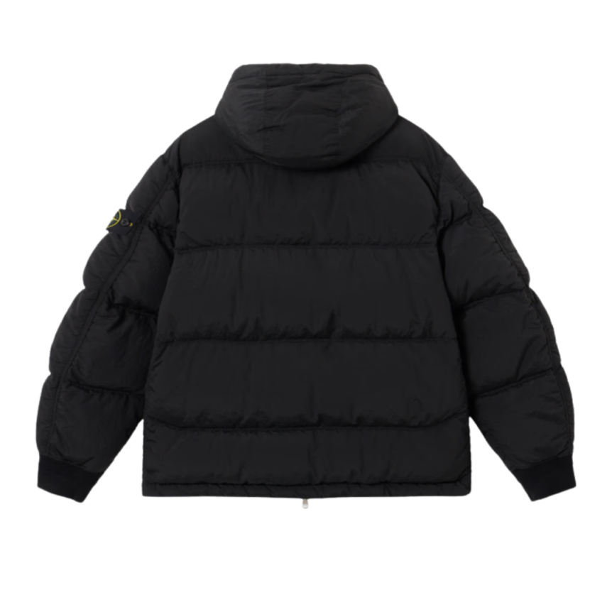 Parka doudoune déperlante à capuche STONE ISLAND nylon noir Econyl poches zippées