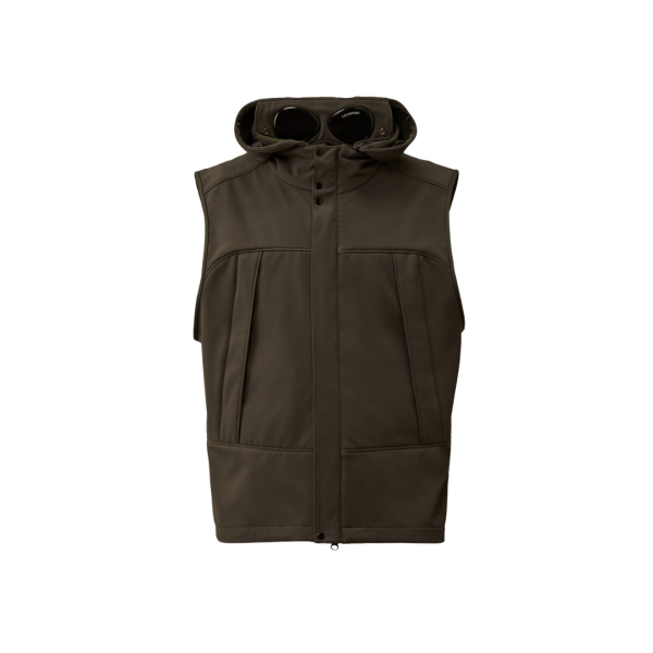 Gilet sans manche CP COMPANY capuche Goggle lunettes C.P. Shell-R kaki