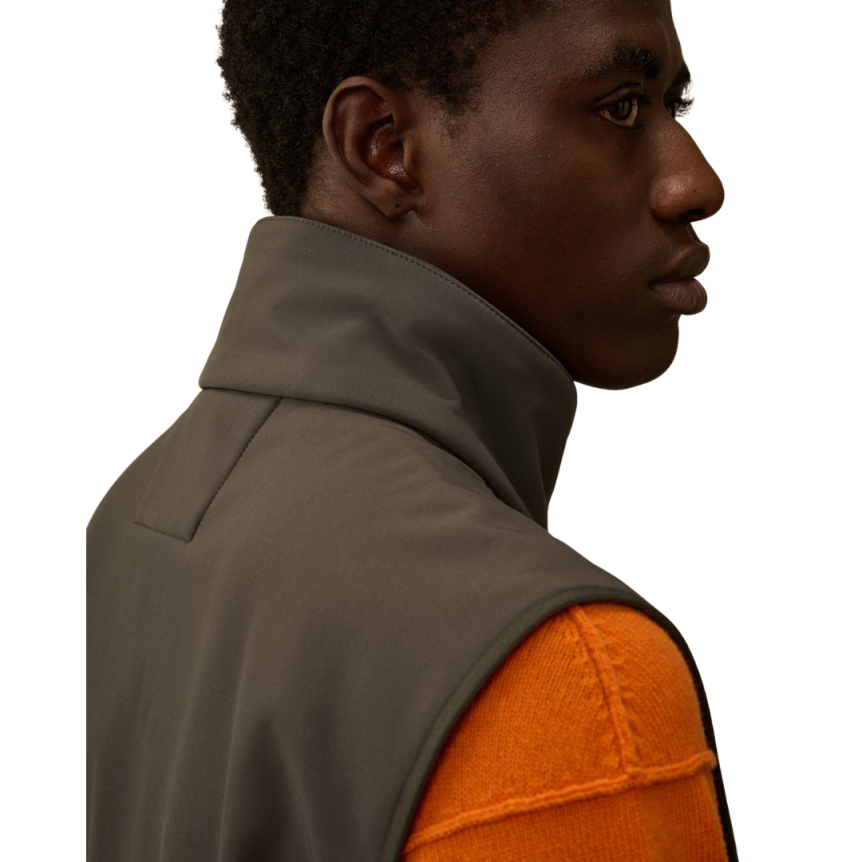 Gilet sans manche CP COMPANY capuche Goggle lunettes C.P. Shell-R kaki