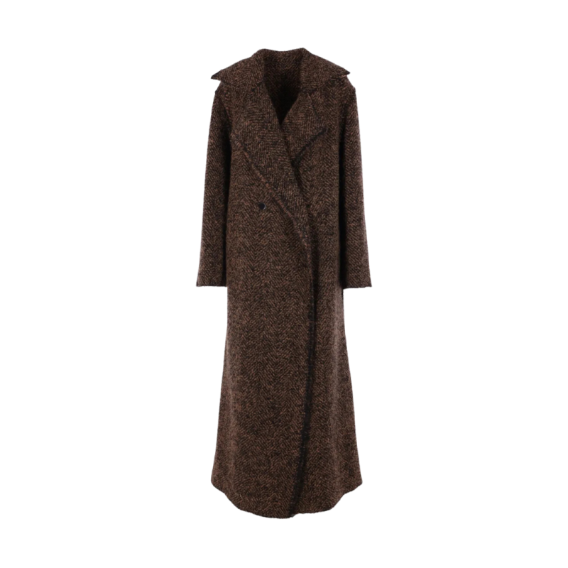 Manteau long croisé laine...