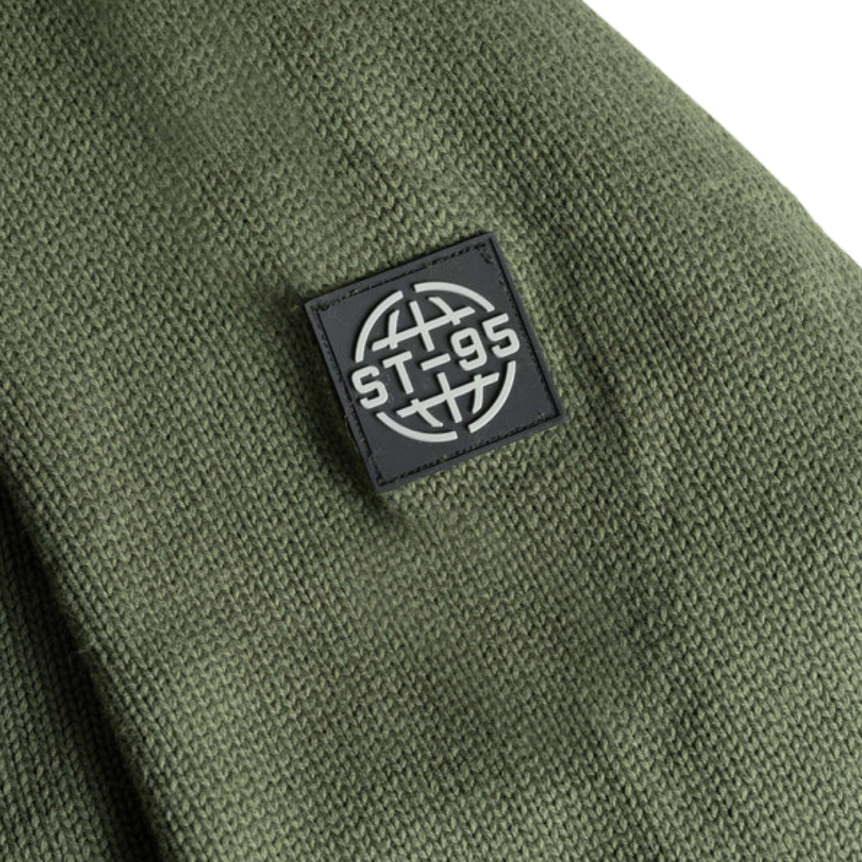 Pull col rond ST95 Bolsena coton kaki logo silicone manche