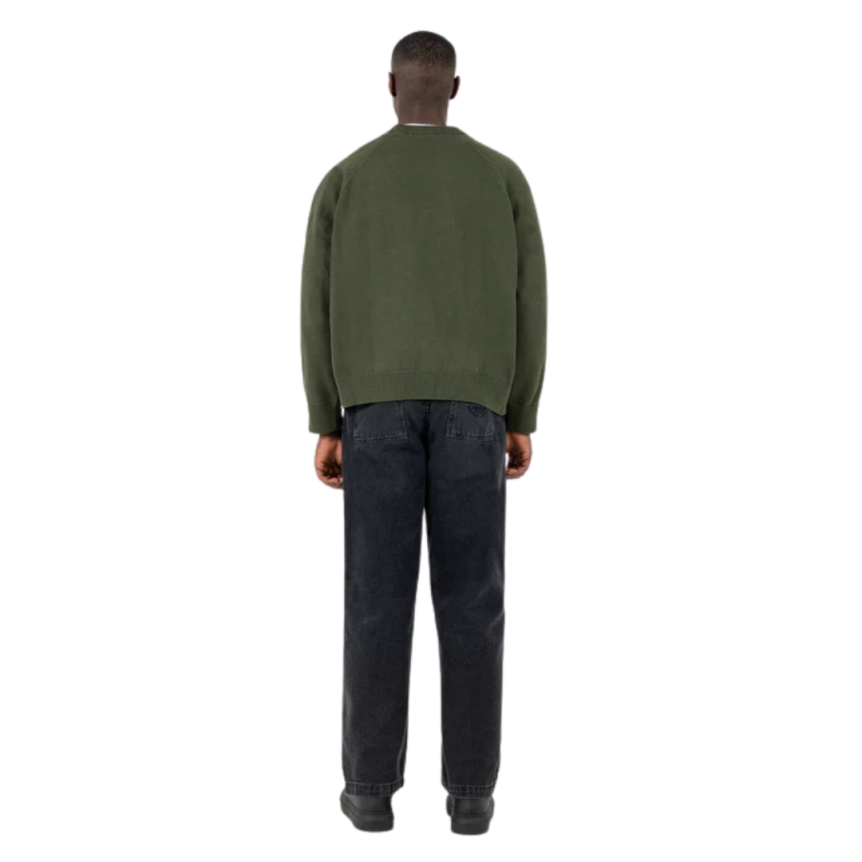 Pull col rond ST95 Bolsena coton kaki logo silicone manche