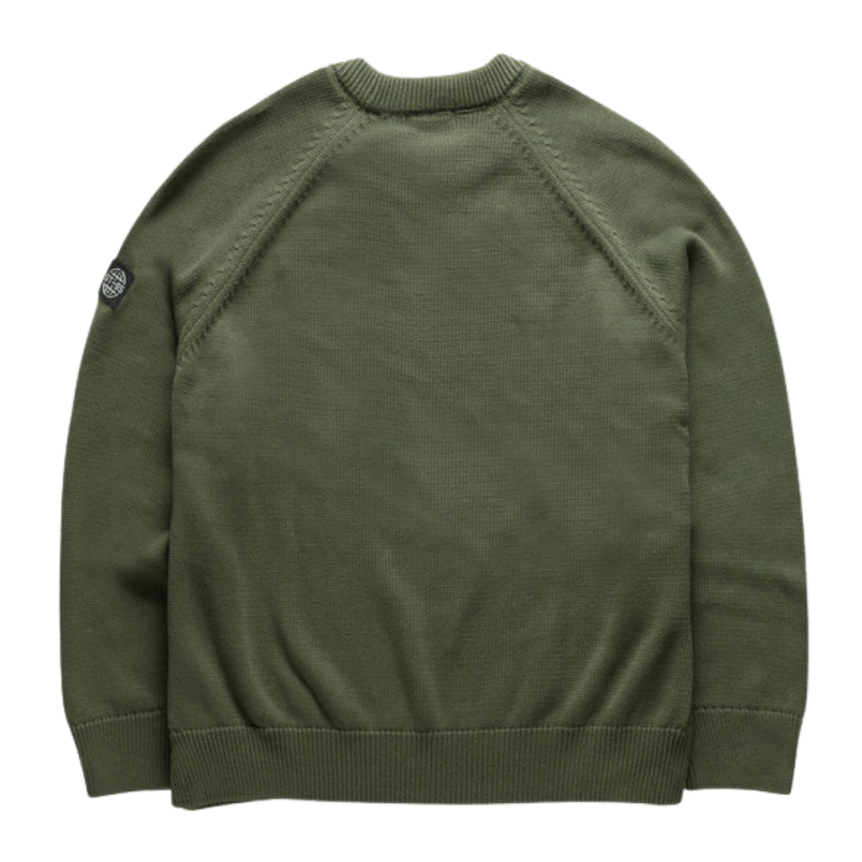 Pull col rond ST95 Bolsena coton kaki logo silicone manche