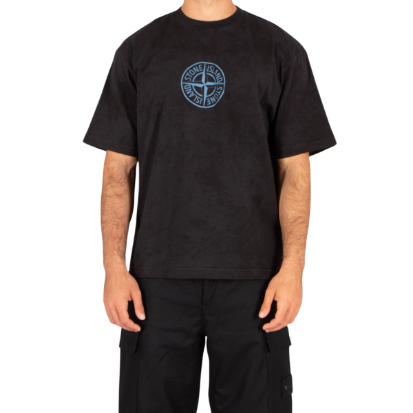 T-shirt col rond STONE ISLAND manche courte coton noir imprimé Megacity Sky