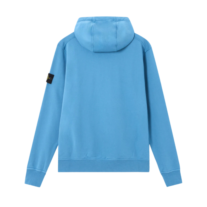 Sweat-shirt à capuche STONE ISLAND en molleton de coton bio bleu océan