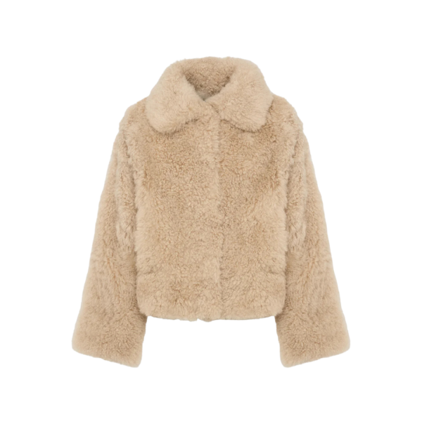 Veste courte YVES SALOMON agneau cachemire mérinos beige clair