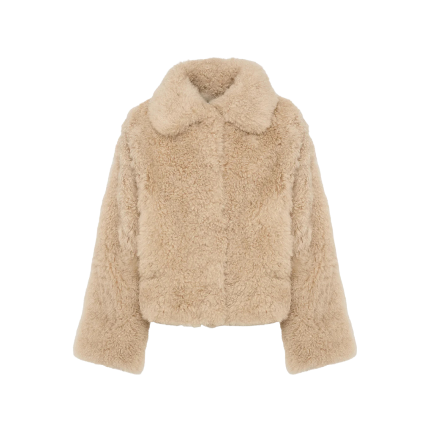 Veste courte YVES SALOMON agneau cachemire mérinos beige clair
