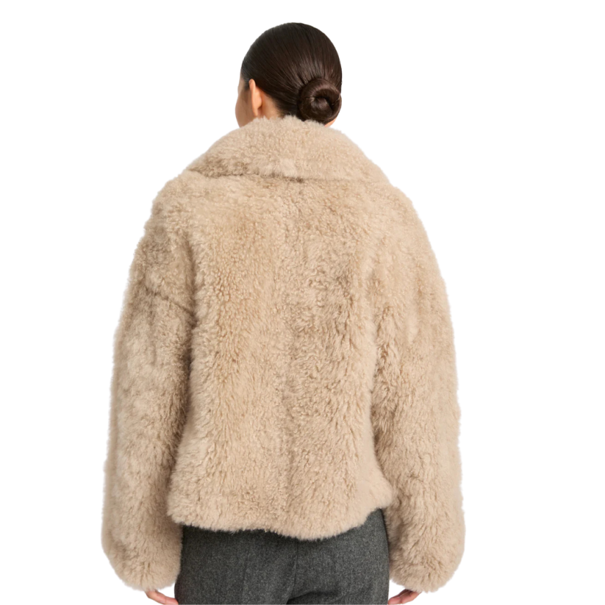 Veste courte YVES SALOMON agneau cachemire mérinos beige clair