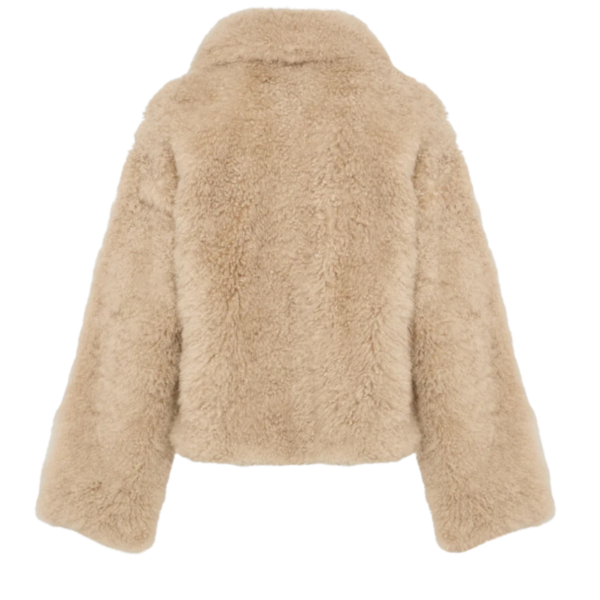 Veste courte YVES SALOMON agneau cachemire mérinos beige clair