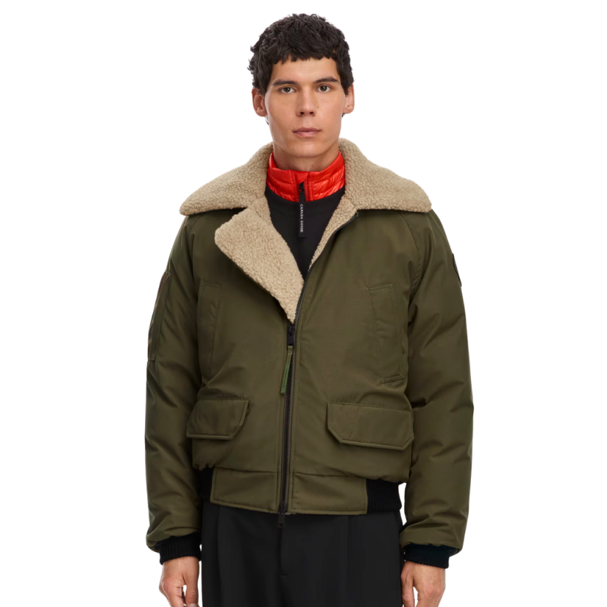 Blouson CANADA GOOSE Chilliwack bombardier nylon kaki col mouton beige