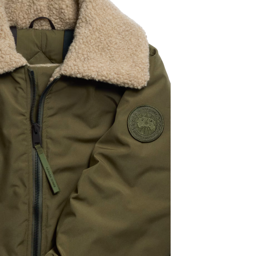 Blouson CANADA GOOSE Chilliwack bombardier nylon kaki col mouton beige