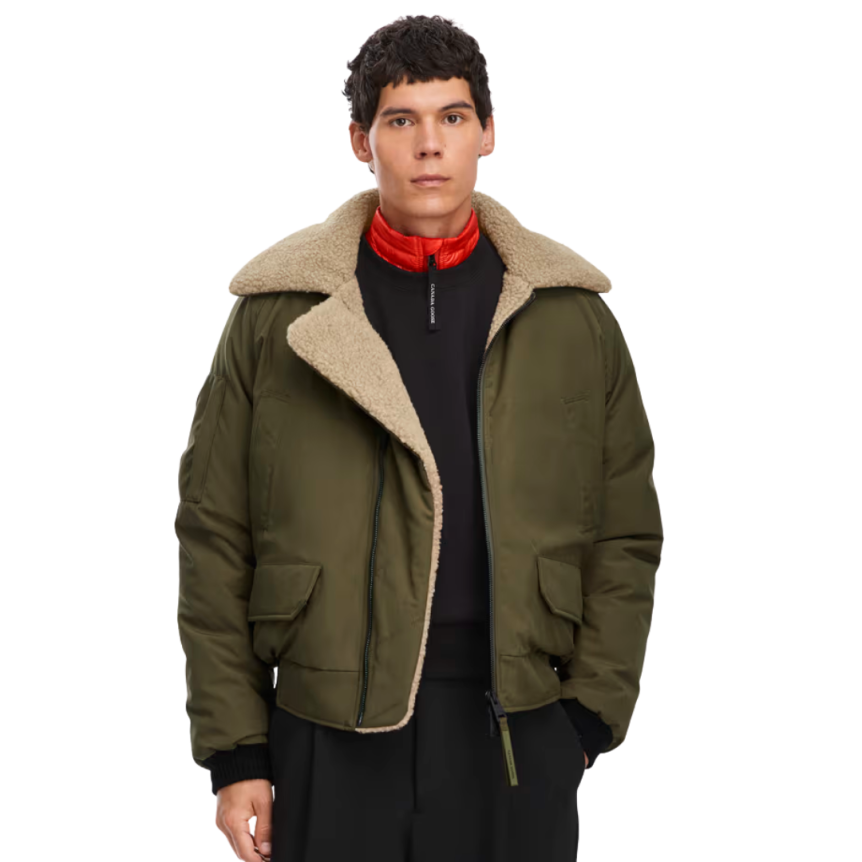 Blouson CANADA GOOSE Chilliwack bombardier nylon kaki col mouton beige