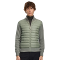 Veste cardigan Hybridge zippée bi matière laine mérinos vert sauge