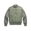 Veste cardigan Hybridge zippée bi matière laine mérinos vert sauge