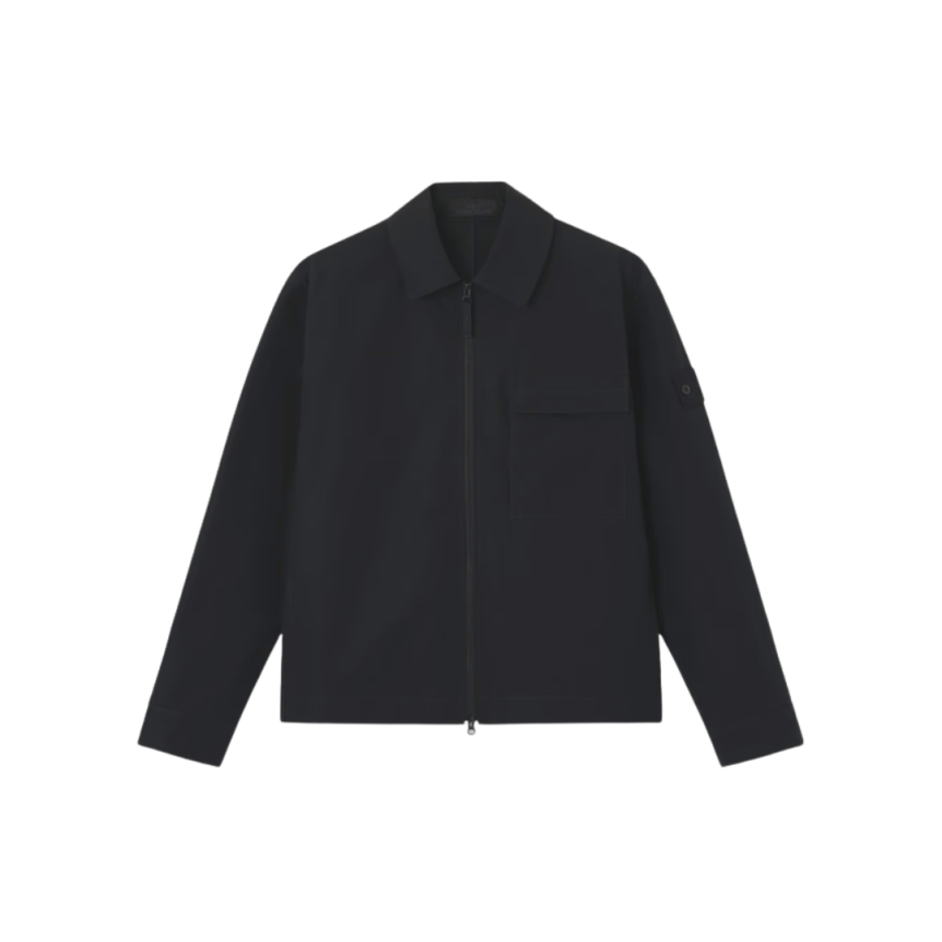 Chemise zippée STONE ISLAND toile coton bio gris anthracite poches Ghost Collection