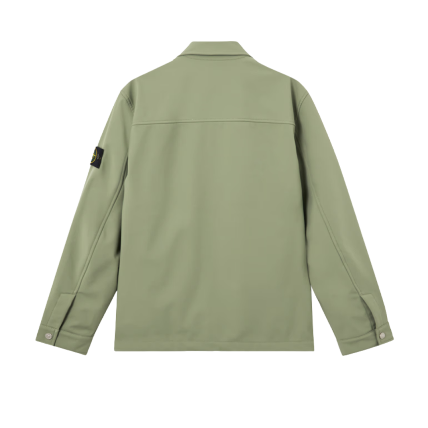 Veste col chemise STONE ISLAND zippée nylon stretch léger vert sauge