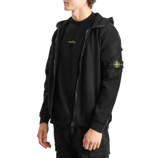 Sweatshirt zippé à capuche STONE ISLAND cardigan coton noir poche manche
