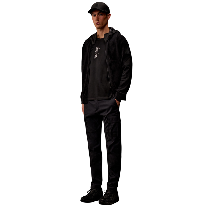 T-shirt col rond CP COMPANY coton jersey noir imprimé graphique Metropolis Serie