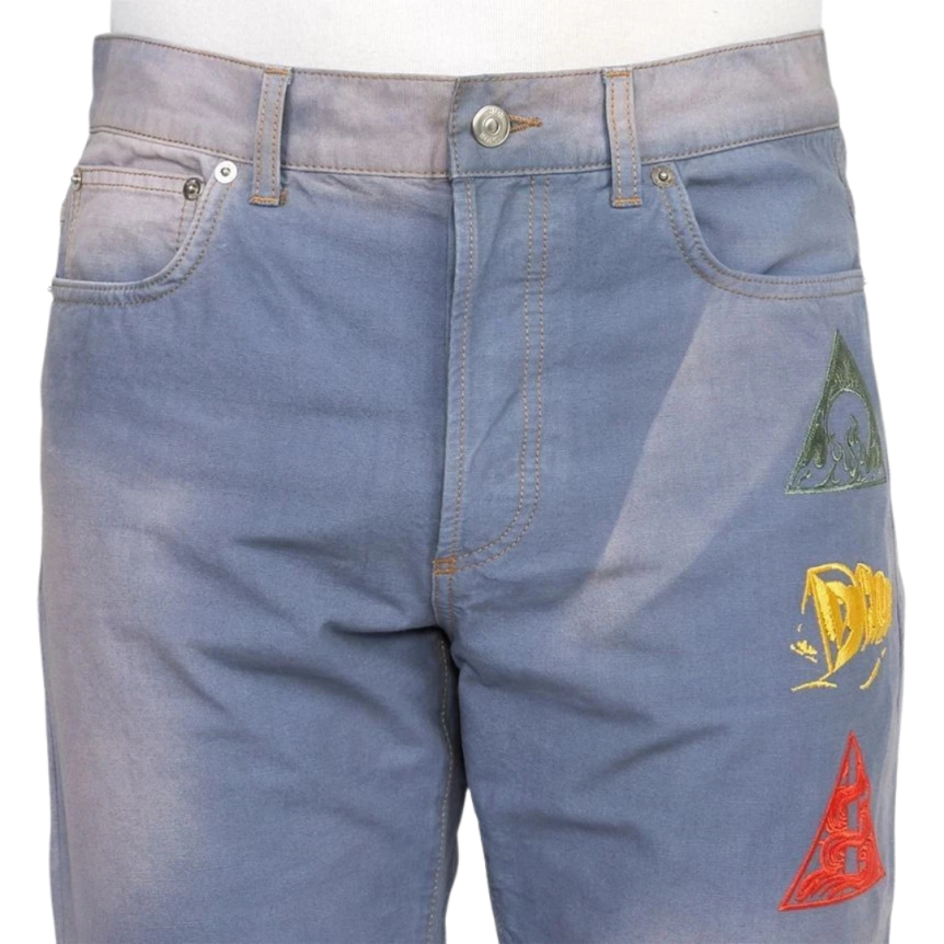 Jeans DIOR coton denim bleu clair broderie patch dune