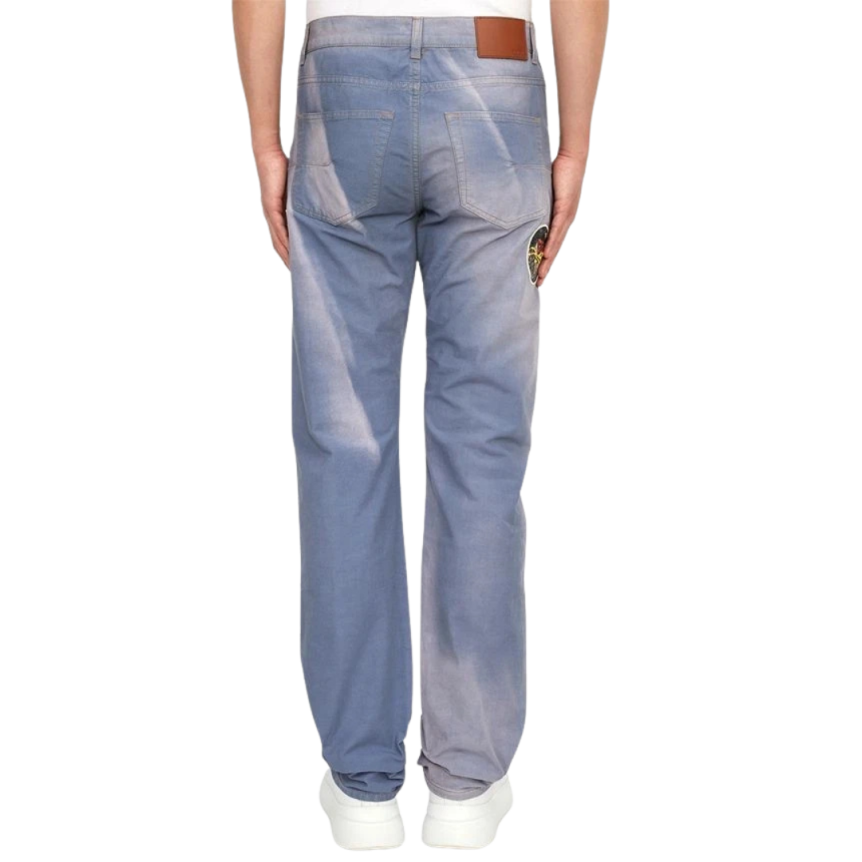 Jeans DIOR coton denim bleu clair broderie patch dune