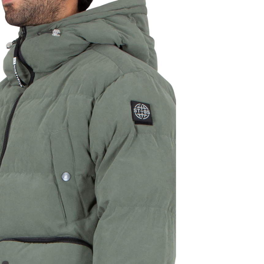 Veste à capuche ample ST-95 Doudoune Arno nylon vert olive