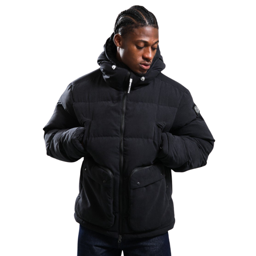 Veste à capuche ample ST-95 Doudoune Arno nylon noir