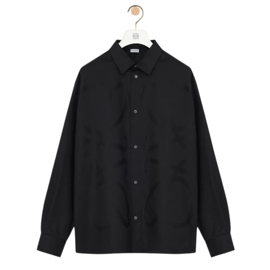 Chemise LOEWE sergé coton léger noir Anagramme oversize jacquard