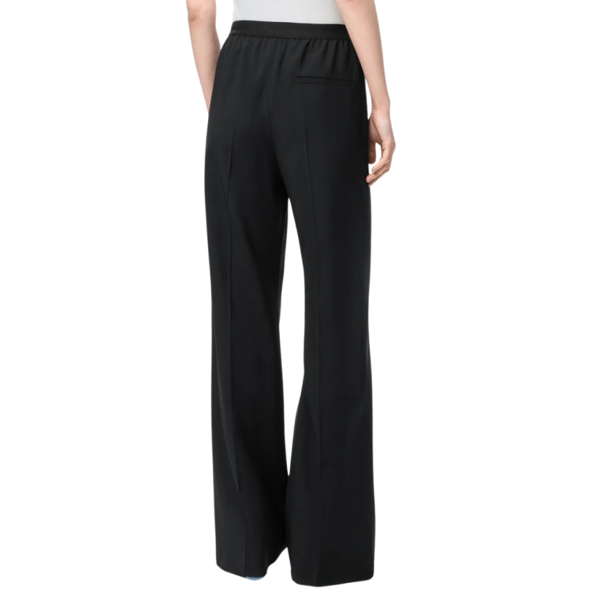 Pantalon LOEWE laine fluide noir taille élastique logo jacquard